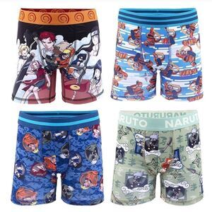 4 Pack Naruto Athletic Boxer Briefs Size 10